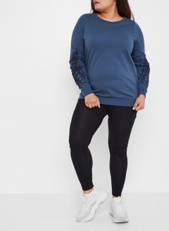 Vero Moda Curve Floral Embroidered Sweatshirt Midnight Navy  - Image 2