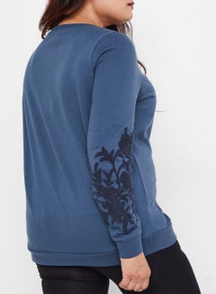 Vero Moda Curve Floral Embroidered Sweatshirt Midnight Navy  - Image 3