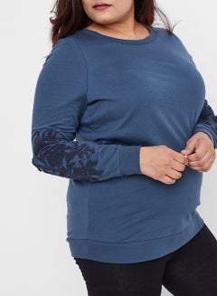 Vero Moda Curve Floral Embroidered Sweatshirt Midnight Navy  - Image 1