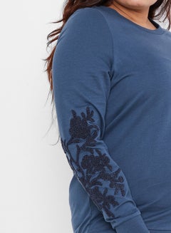 Vero Moda Curve Floral Embroidered Sweatshirt Midnight Navy  - Image 4