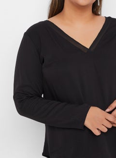 Vero Moda Curve V-Neck Long Sleeve Top Black  - Image 4