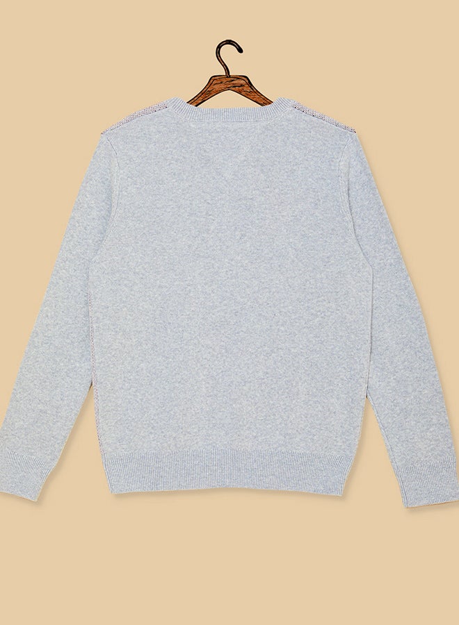 TOMMY HILFIGER - Crew Neck Sticker Sweatshirt Grey - Image 1