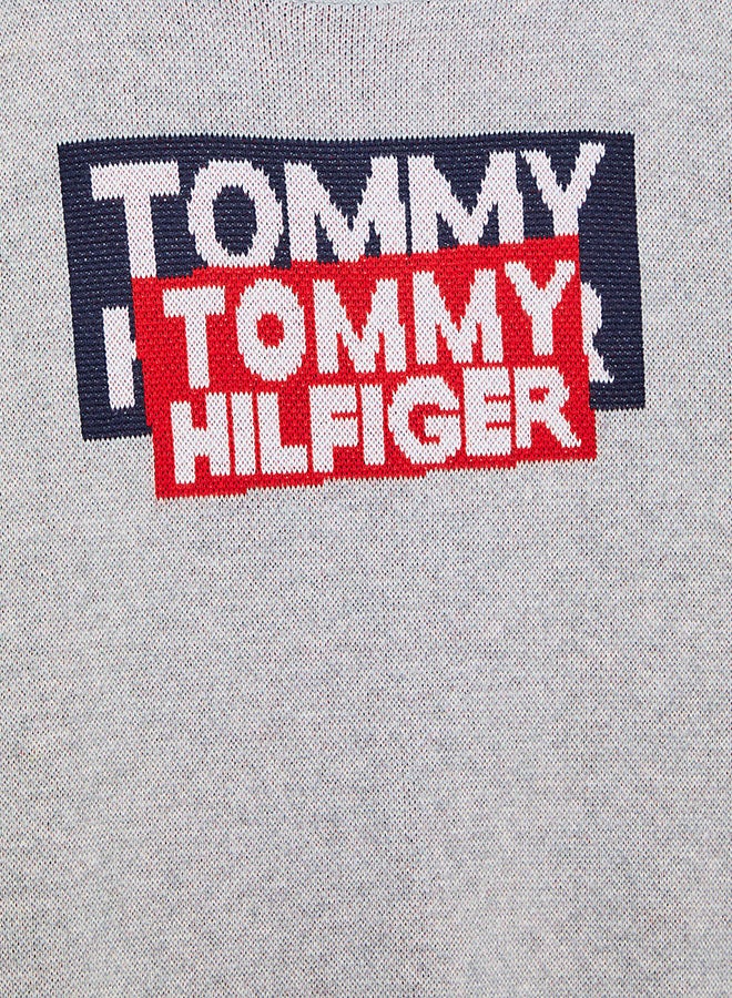 TOMMY HILFIGER - Crew Neck Sticker Sweatshirt Grey - Image 1