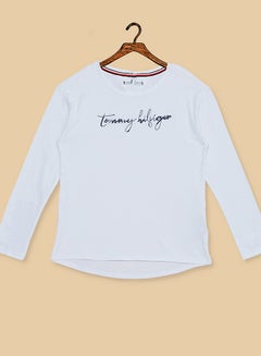 Long Sleeve Sequins Graphic T-Shirt Bright White