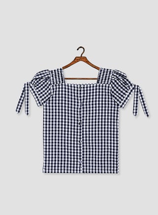 Checked Button Down Top Blue - v1571487945/N30889122V_1