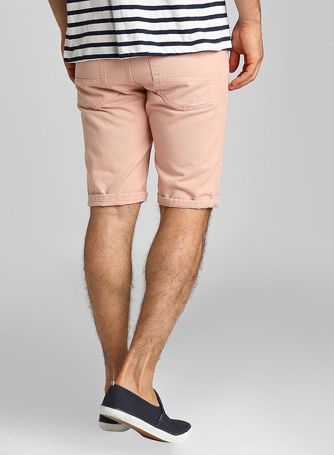 نيو لوك شورت جينز بخصر متوسط الارتفاع بلون وردي ترابي وردي فاتح - Image 2