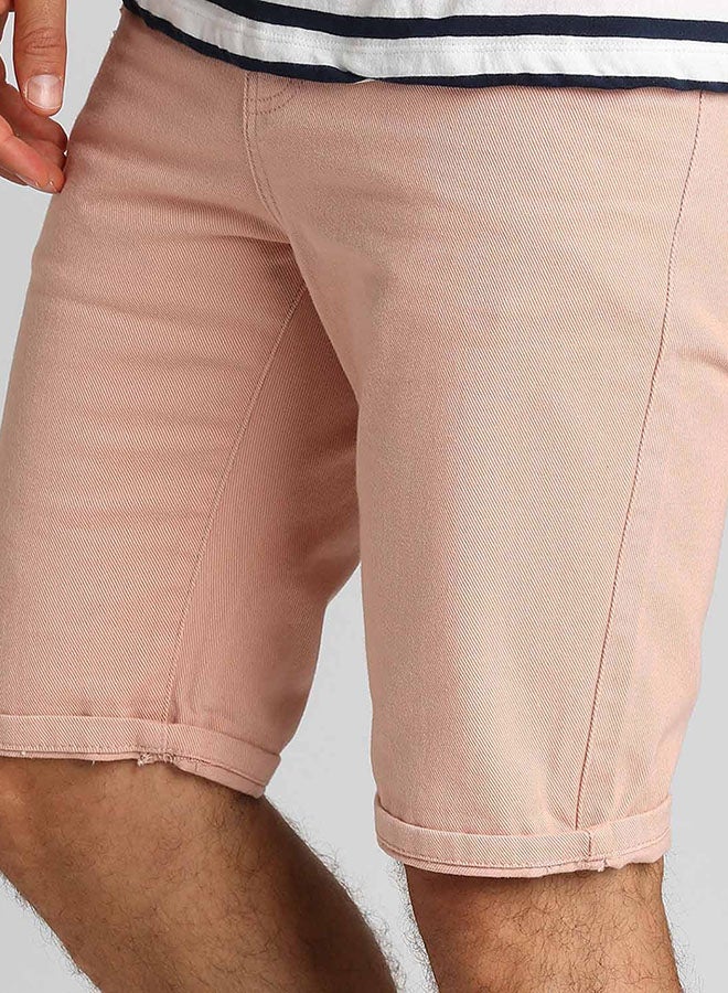 نيو لوك شورت جينز بخصر متوسط الارتفاع بلون وردي ترابي وردي فاتح - Image 3