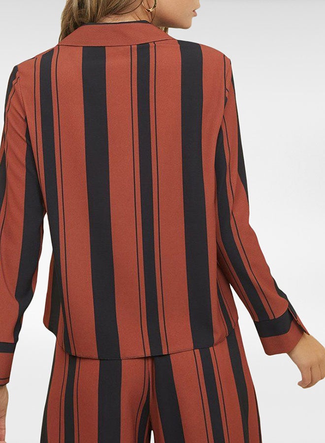 NEW LOOK - Long Sleeve Stripe Shirt Brown Pattern - Image 1