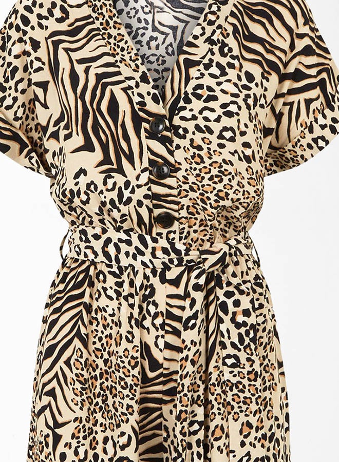 NEW LOOK - Peggy Mixed Animal Print Jumpsuit Brown Pattern - Image 1