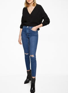 NEW LOOK 'Lift and Shape' Ripped Skinny Jeans Petrol Blue  - Image 3