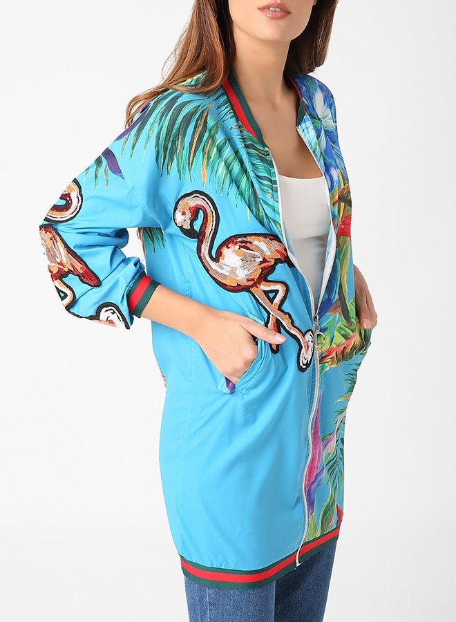 High Streets Parrot Detail Jacket Blue  - Image 1