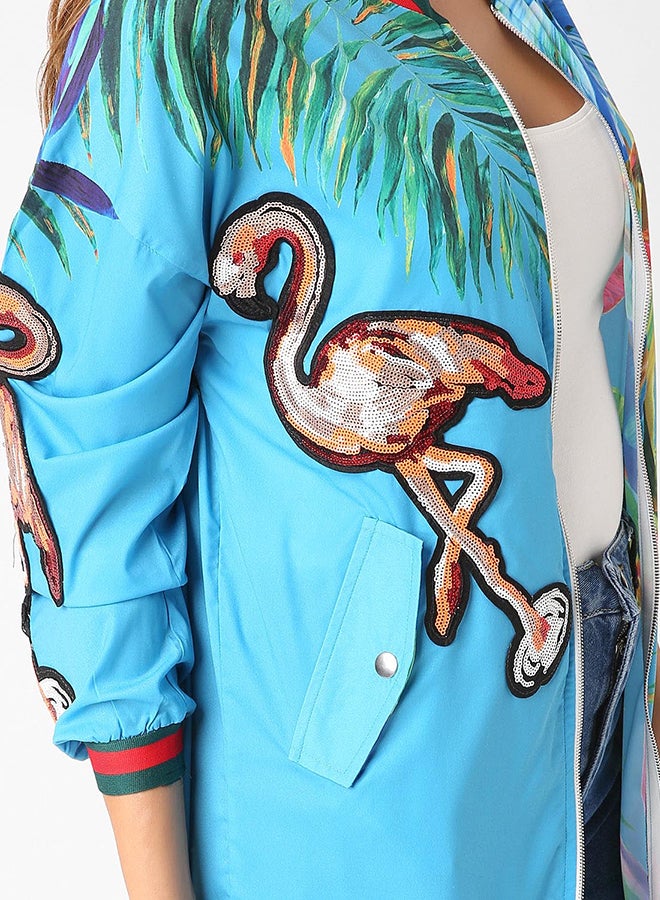 High Streets Parrot Detail Jacket Blue  - Image 4