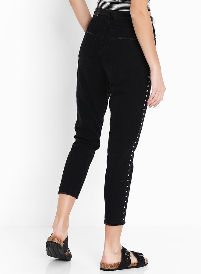 High Streets Studded Mom Jeans Black - Image 2