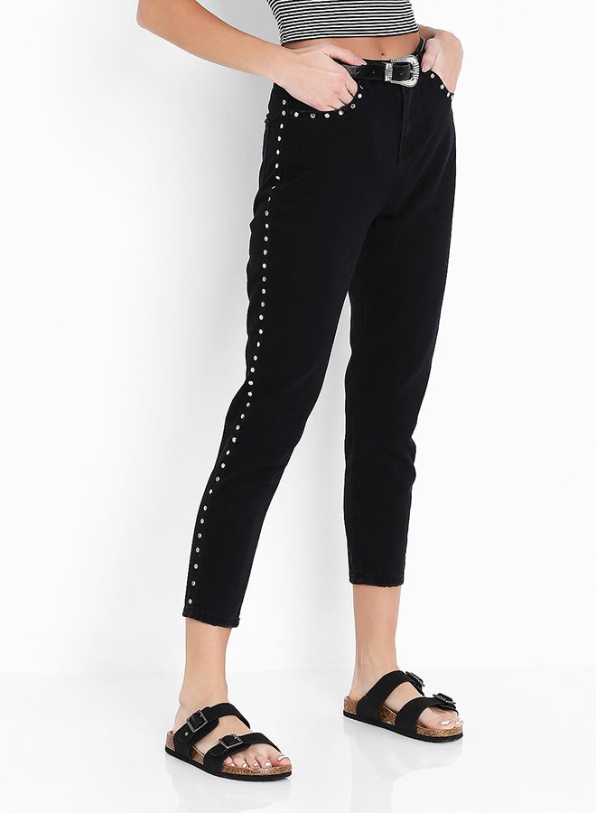 High Streets Studded Mom Jeans Black - Image 1
