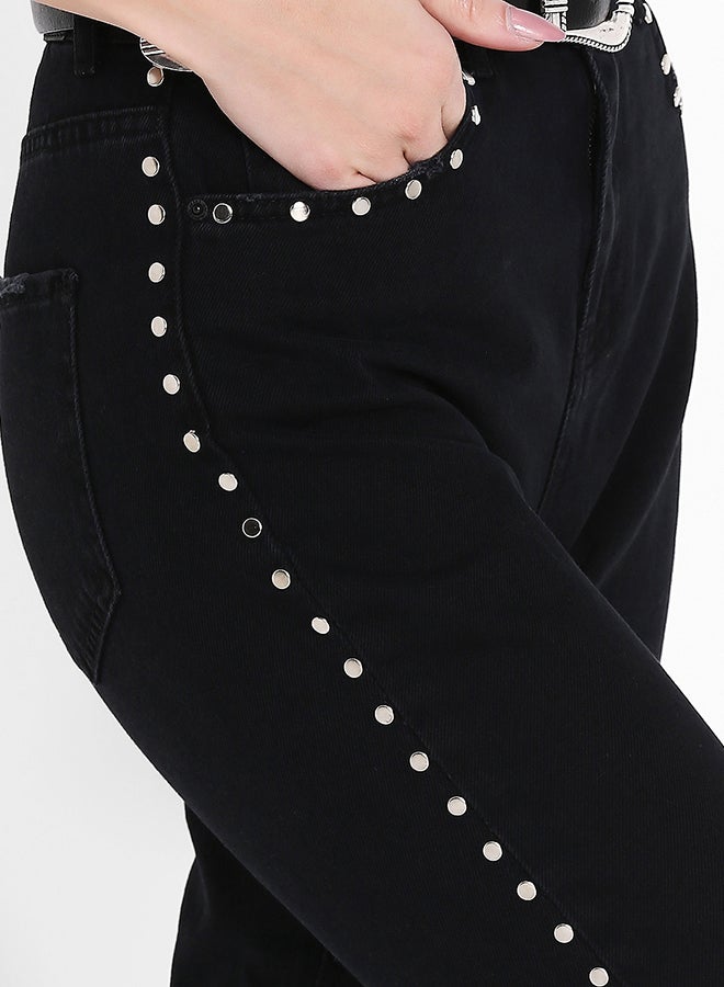 High Streets Studded Mom Jeans Black - Image 4