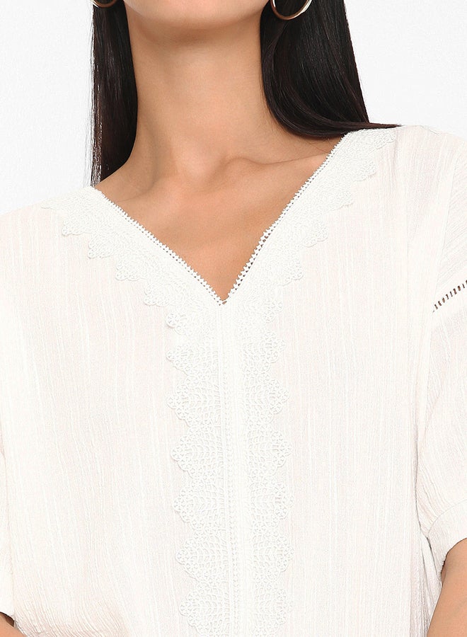 High Streets Lace Detail Top White  - Image 4