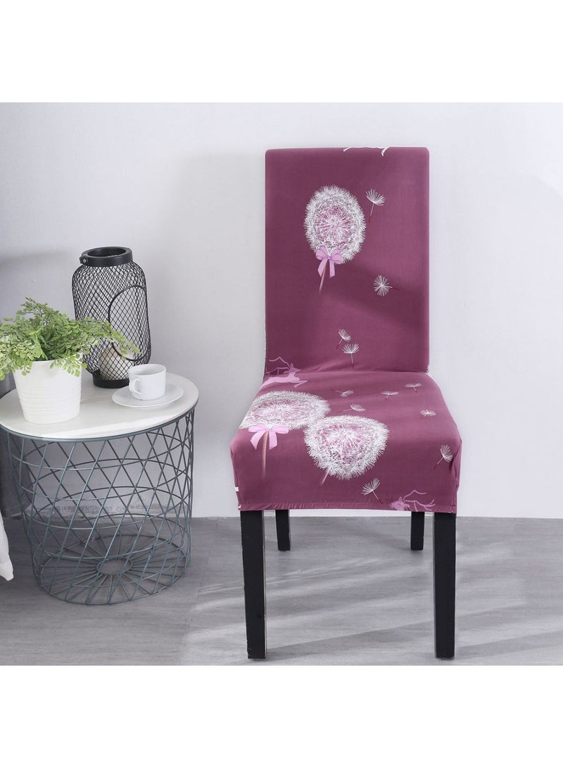 Generic Plant Pattern Printed Chair Cover Purple/White 