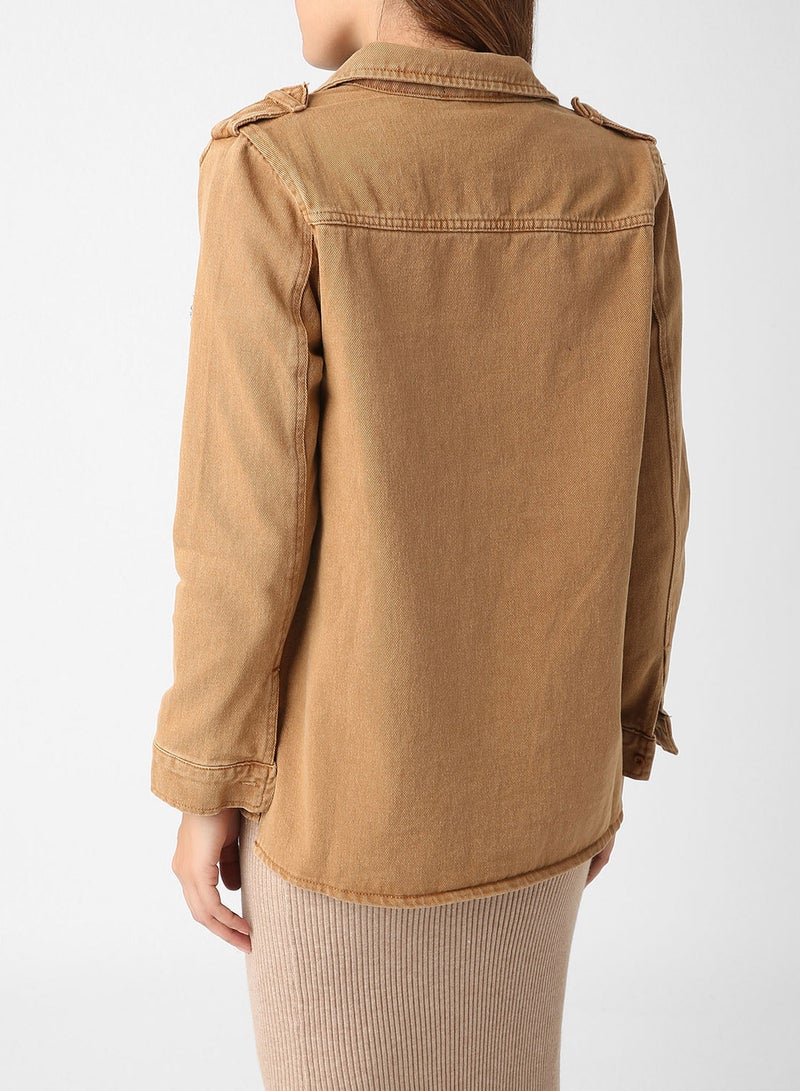 High Streets - Embellished Flap Pocket Jacket Camel - Image 1