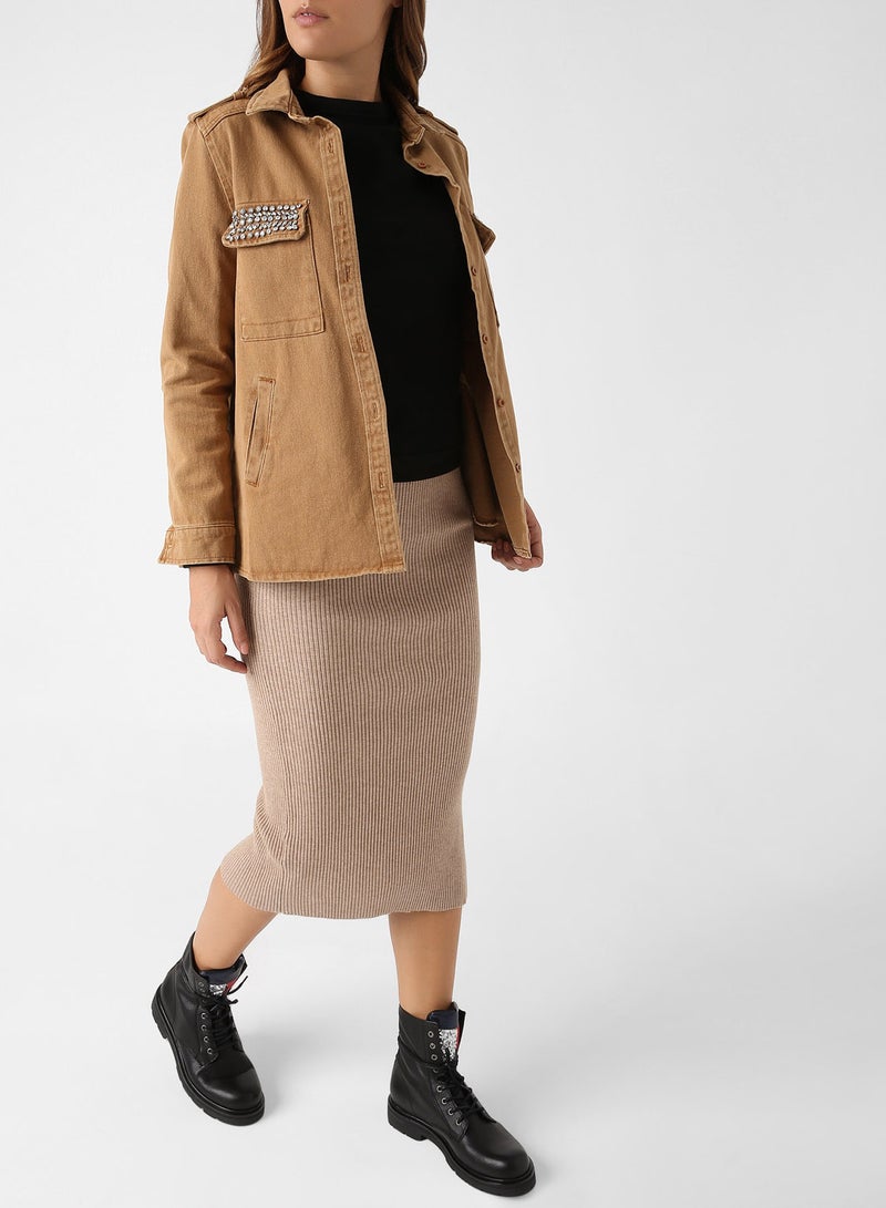 High Streets - Embellished Flap Pocket Jacket Camel - Image 1