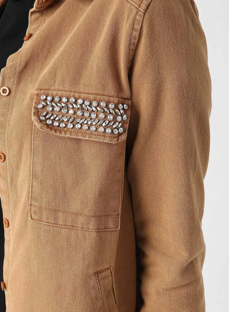 High Streets - Embellished Flap Pocket Jacket Camel - Image 1