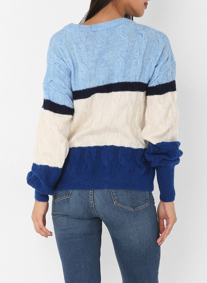 Stock - Color-Block Sweater Cobalt - Image 1