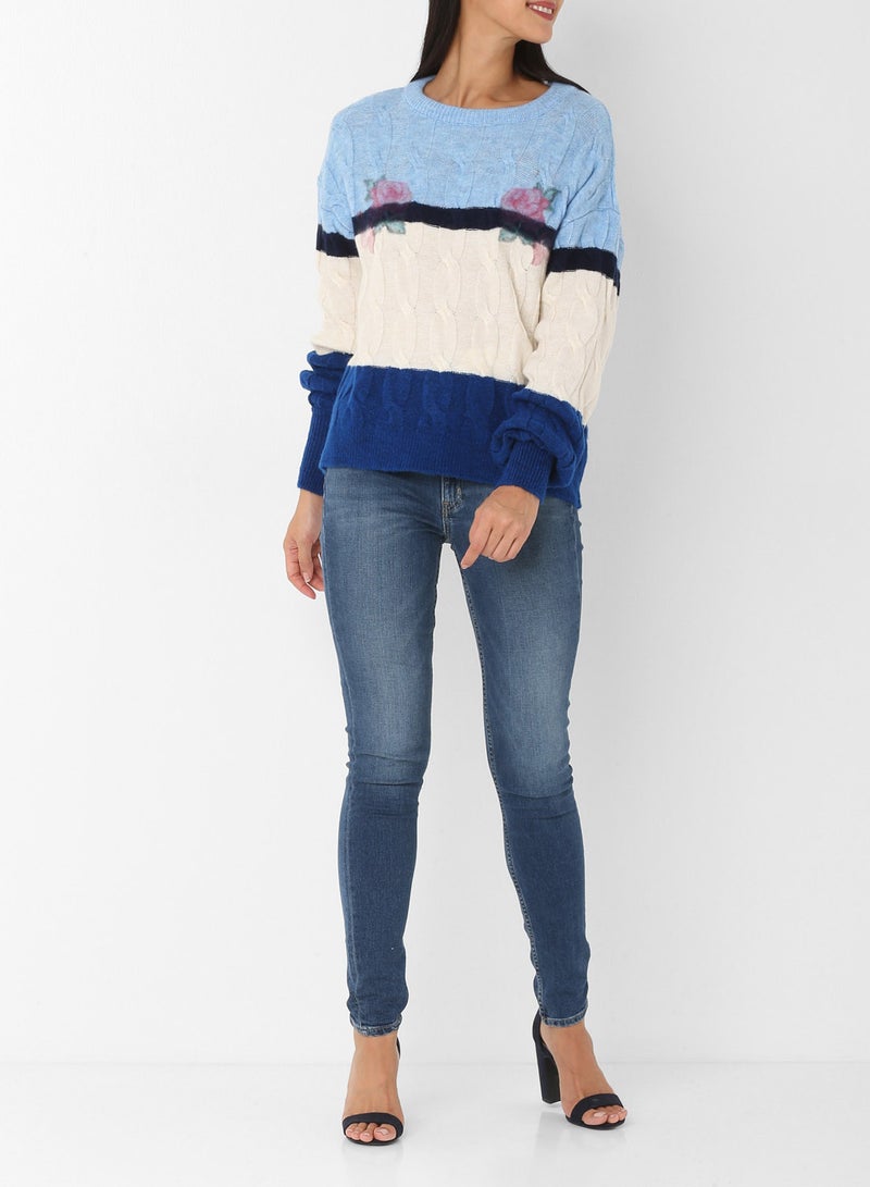 Stock - Color-Block Sweater Cobalt - Image 1