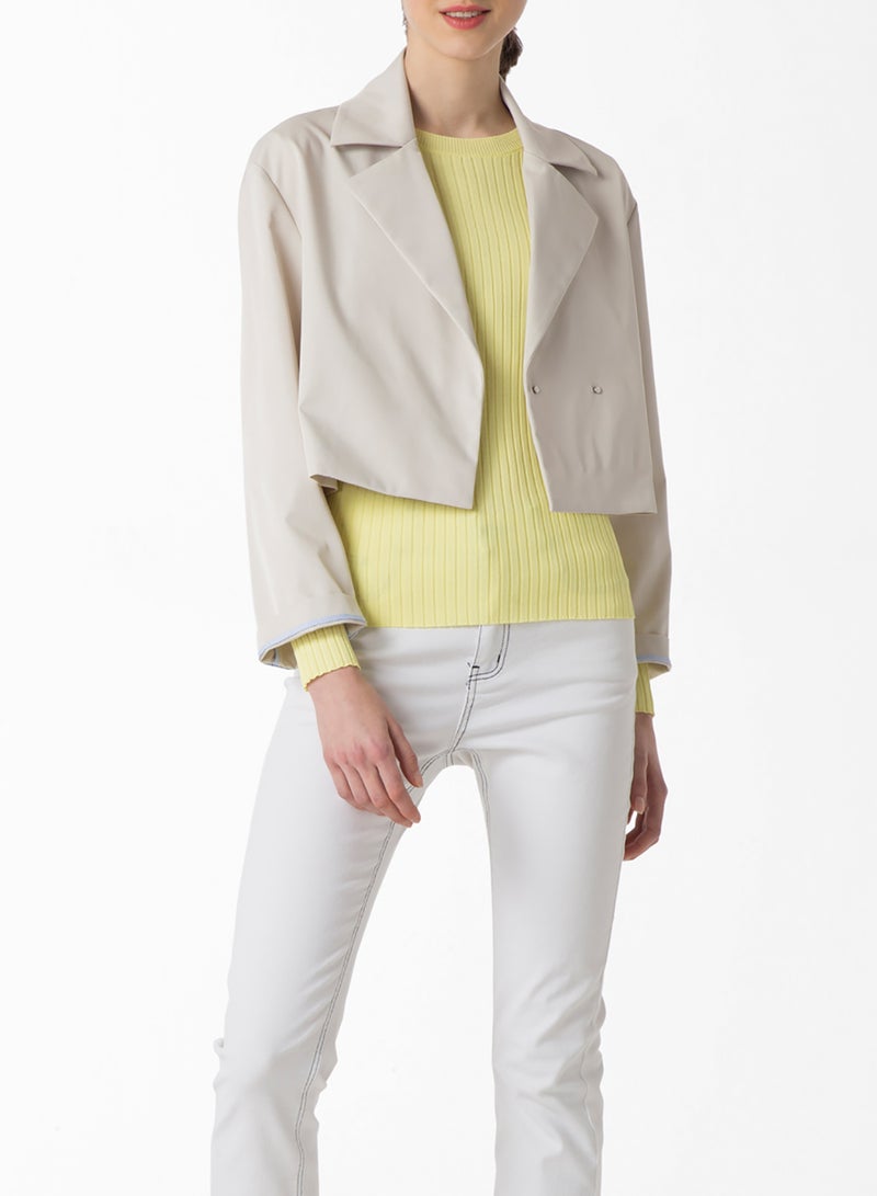Riva Cropped Jacket Beige - Image 1