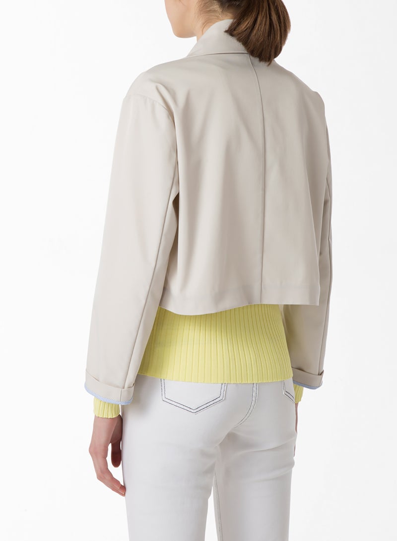 Riva Cropped Jacket Beige - Image 2
