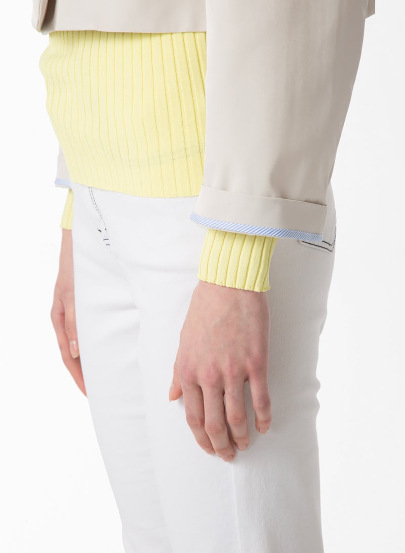 Riva Cropped Jacket Beige - Image 3