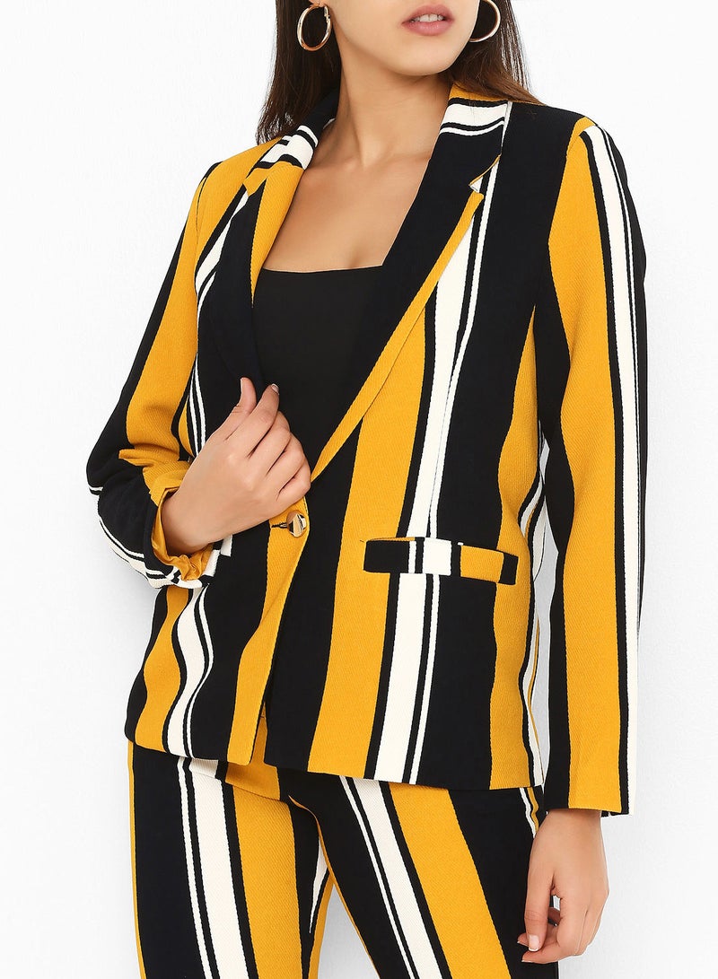 Stock Multi Striped Blazer Yellow  - Image 1