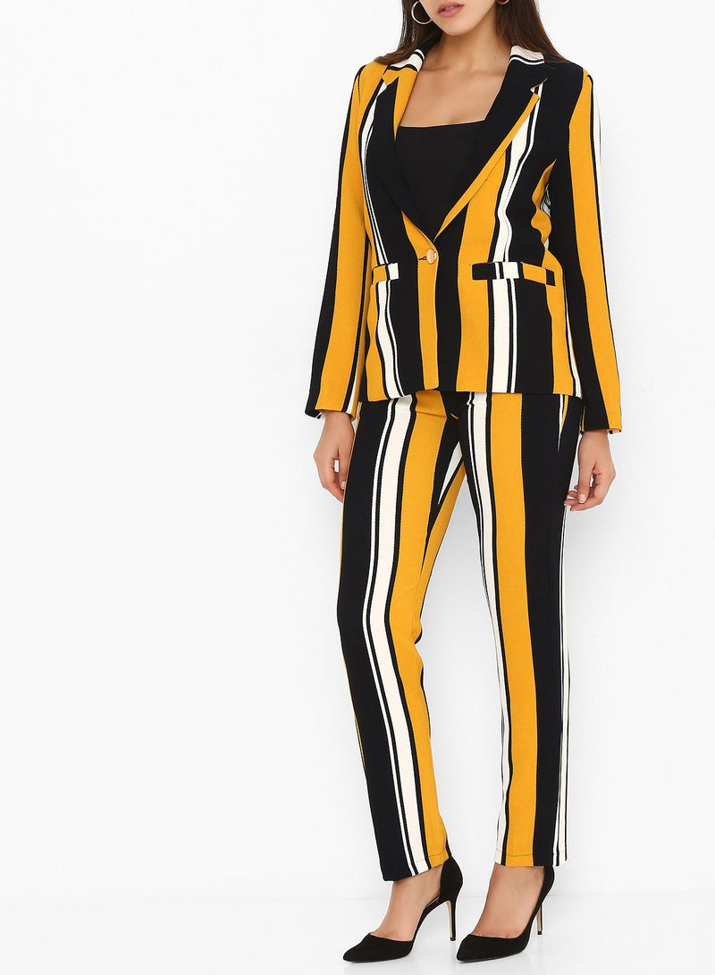 Stock Multi Striped Blazer Yellow  - Image 3