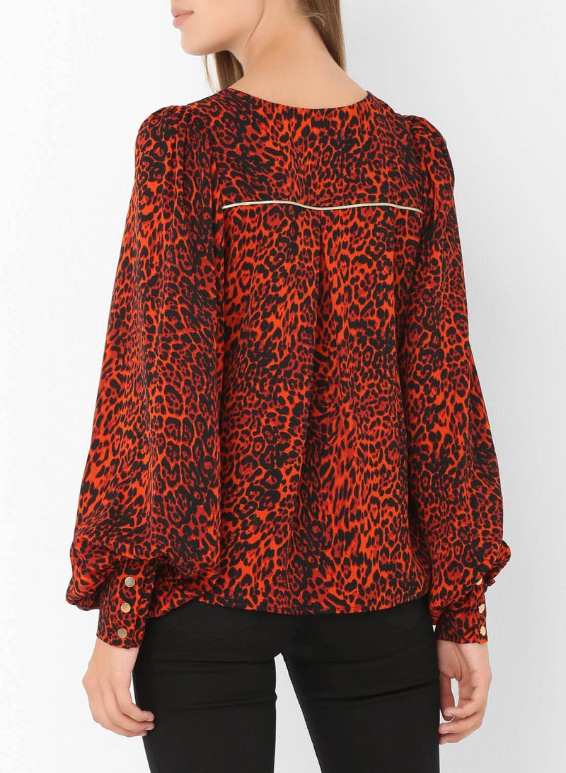 Stock V-Neck Blouse Orange  - Image 2