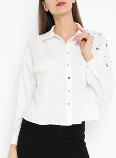 Rivet And Bead Detailed Shirt White