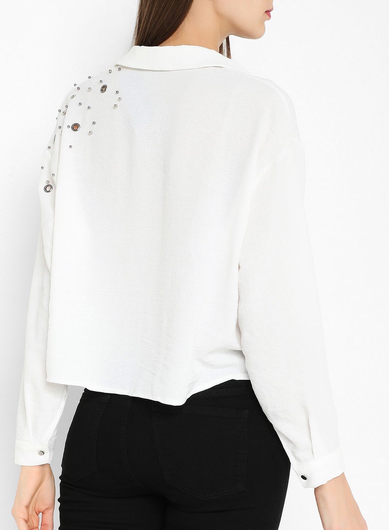 Stock - Rivet And Bead Detailed Shirt White - Image 1
