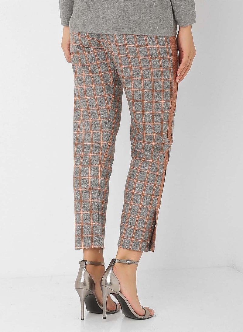 Stock Snap Button Detailed Pants Grey/Orange  - Image 2