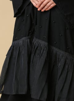 HINDAM Tassel Detailed Abaya Black  - Image 4