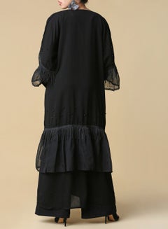 HINDAM Tassel Detailed Abaya Black  - Image 2