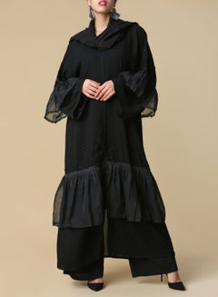 HINDAM Tassel Detailed Abaya Black  - Image 3