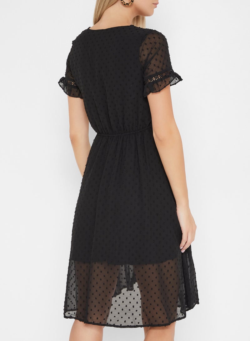 High Streets Front Tie Lace Detail Dress Grey  - Image 2