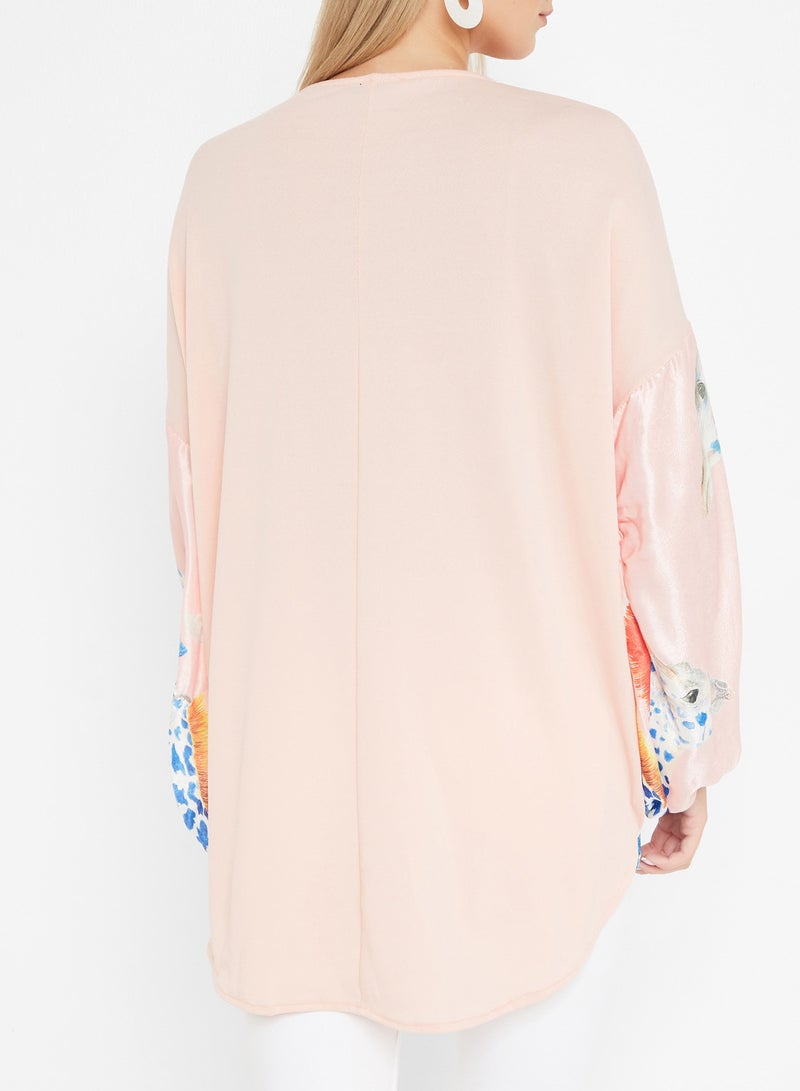 High Streets Multi Embellished Bell Sleeve Top Pink  - Image 2