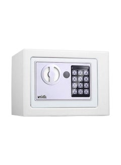 صندوق إيداع رقمي يعمل بالبطارية مع لوحة مفاتيح بدبوس ومفاتيح للطوارئ أبيض 23x17x17سم