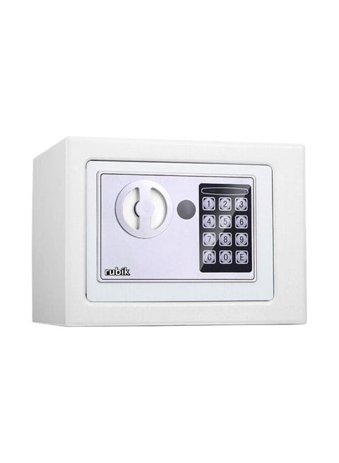 Electronic Digital Battery Operated Safe Deposit Box With Pin Keypad And Emergency Override Keys White 23x17x17cm