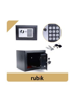 Rubik Electronic Digital Battery Operated Mini Safe Deposit Box With Pin Keypad And Emergency Override Keys Black 17x23x17cm  - Image 3