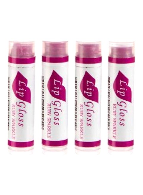 4-Piece Beeswax Lip Gloss Ruby Sparkles