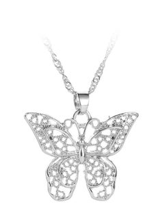 Alloy Hollow Out Butterfly Designed Pendant Necklace