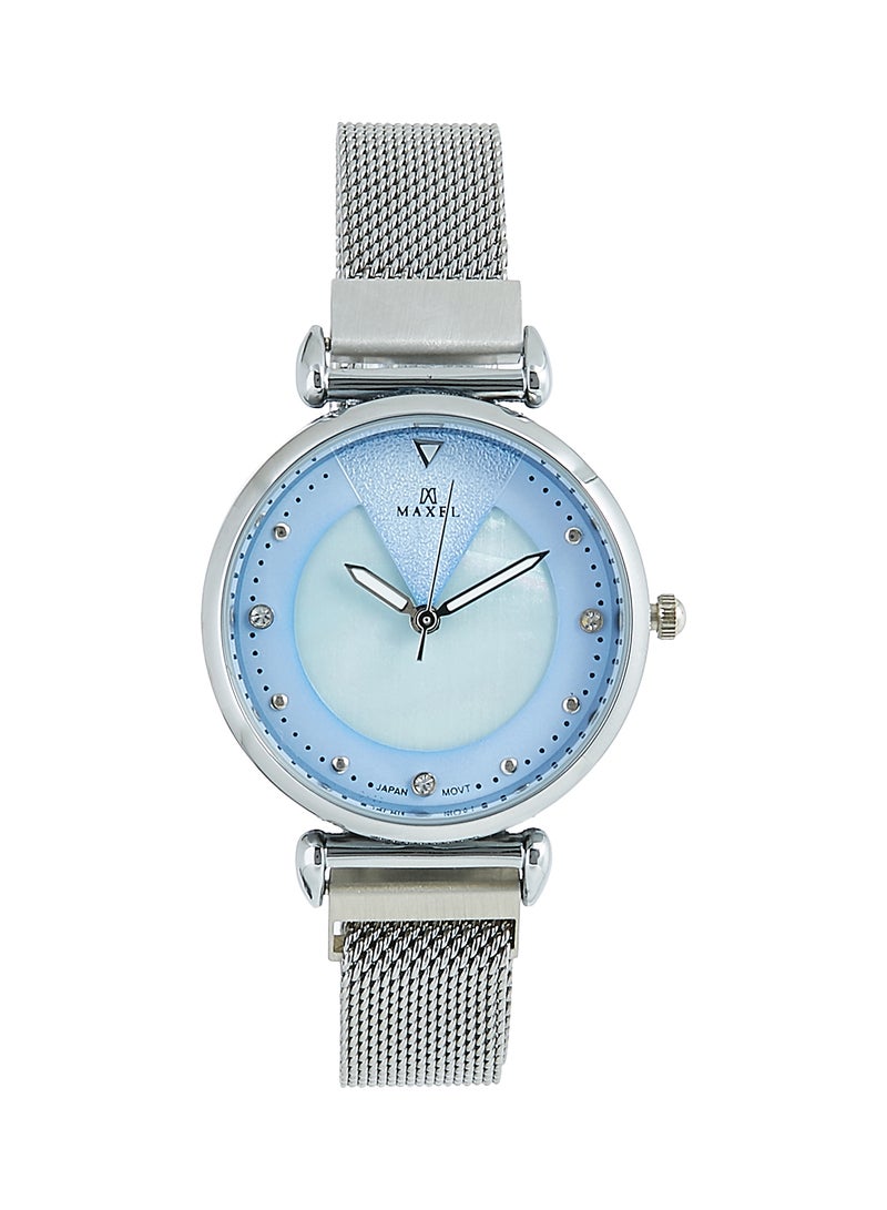 ماكسل ساعة يد بعقارب بسوار مصنوع من سبيكة معدنية طراز MG010F - قياس 42 مم - فضي للنساء - Image 1