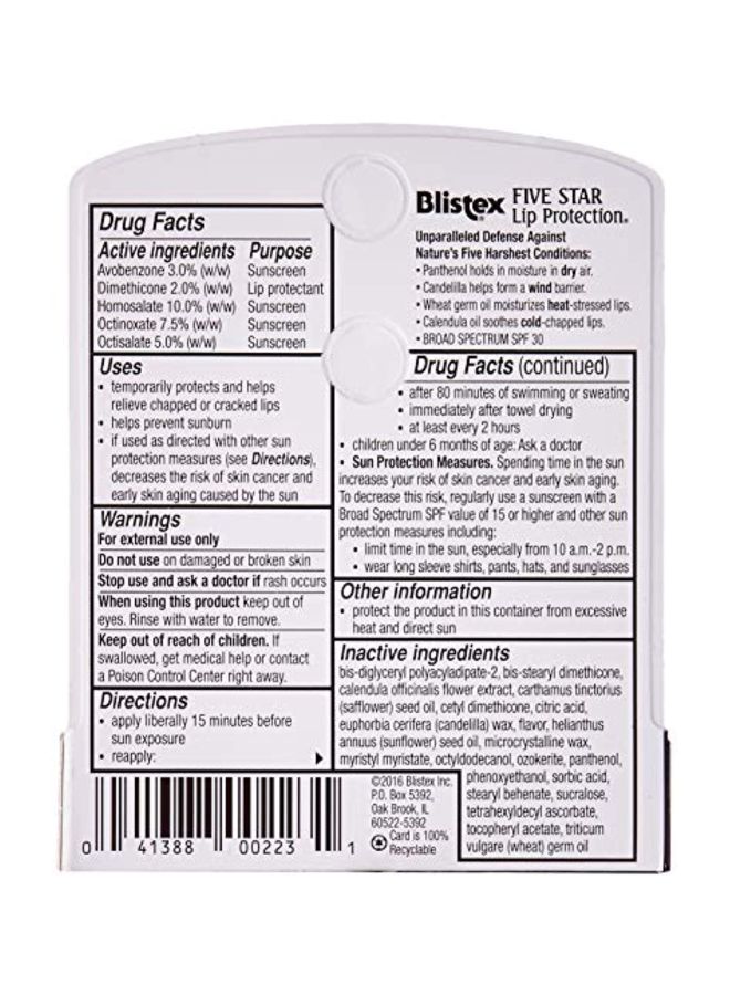 بليستكس واقٍ للشفاه فايف ستار بعامل الحماية من الشمس 30، مجموعة من 6 قطع - Image 3
