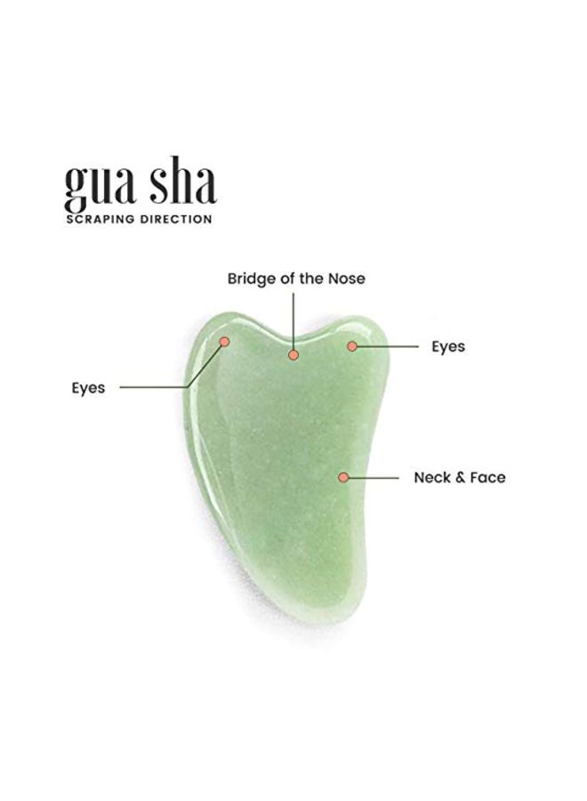 Generic Natural Jade Stone Face Roller With Gua Sha Board Green/Gold  - Image 5