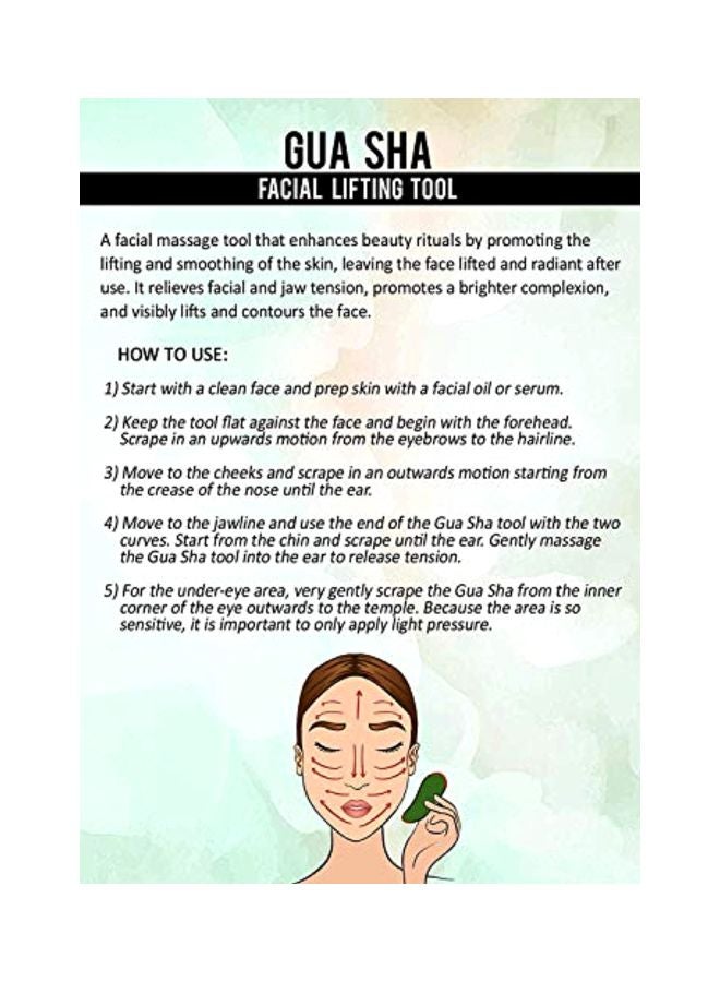 أداة تدليك الوجه من اليشم مع حجر غوا شا للتقشير ذهب أخضر - Image 5