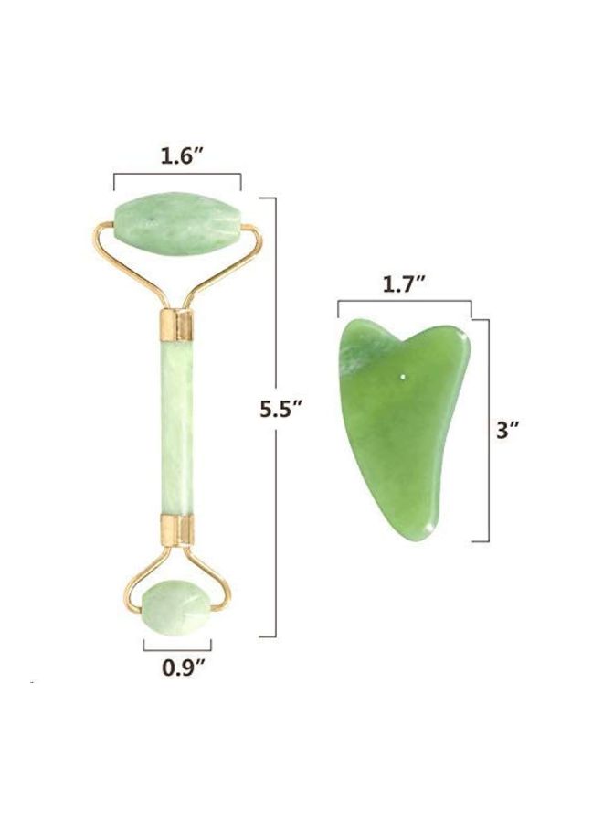 أداة تدليك دوارة من اليشم الطبيعي مع حجر جوا شا ذهب أخضر - Image 4